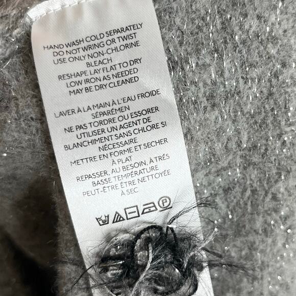 Anthropologie Maeve Bow Sweater Womens Medium Gray Novelty Metallic Sparkle - Picture 8 of 10